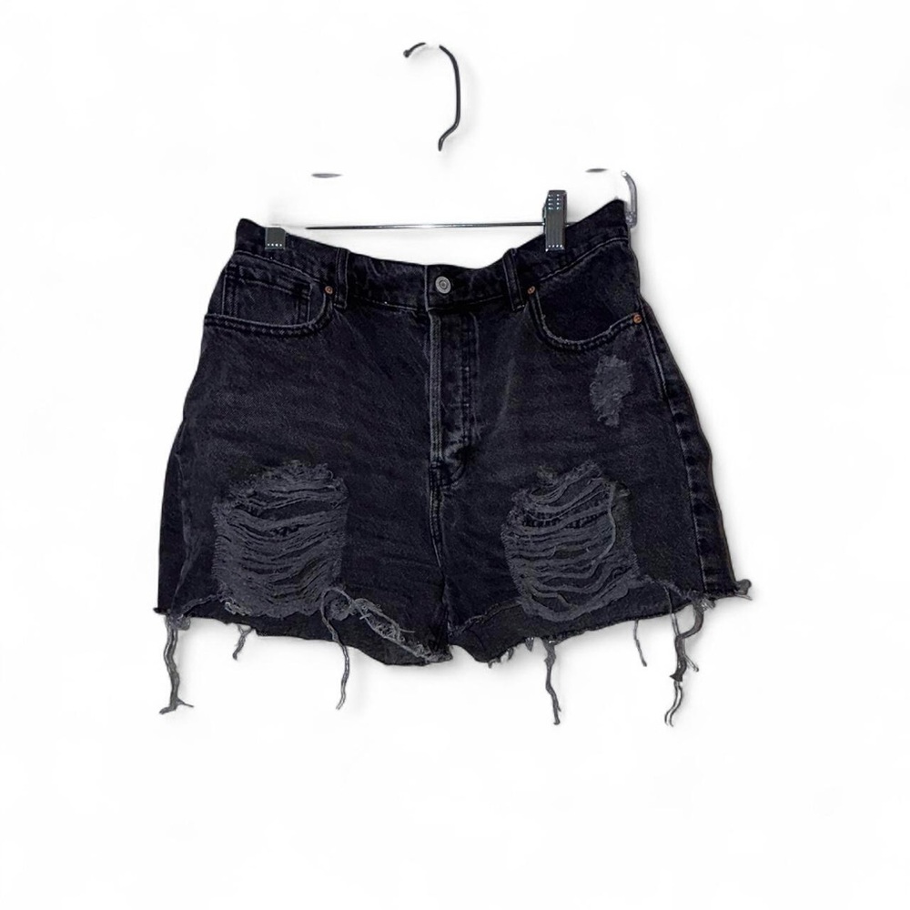 Pacsun High Rise Icon Shorts Black Distressed Size 28